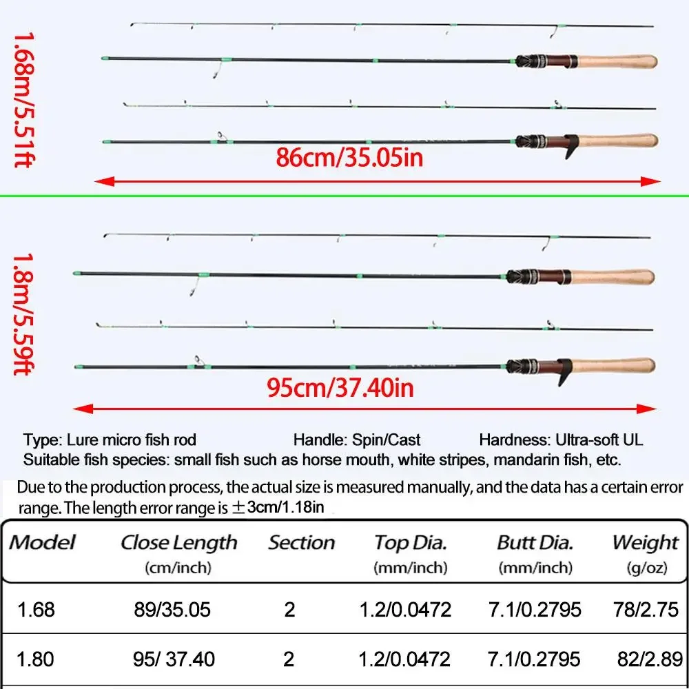 Caña de pescar portátil de 1,68 y 1,8 m, caña de carbono de larga distancia, caña de pescar giratoria ligera para Jigging para peces en miniatura - imagen 4