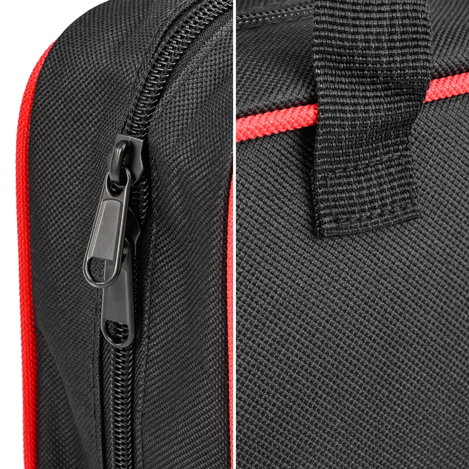 Esta elegante bolsa negra presenta una cremallera duradera y un mango resistente para llevar fácilmente