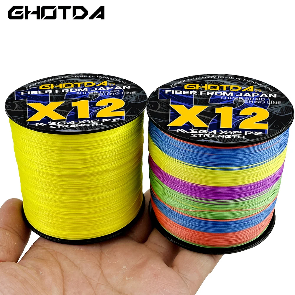 Ghotda 12x hilo de pescar de PE trenzado 300M500M cable trenzado 25-120LB hilo de pescar multifilamento multicolor pesca de carpa 11,3-54,5 kg - imagen 4