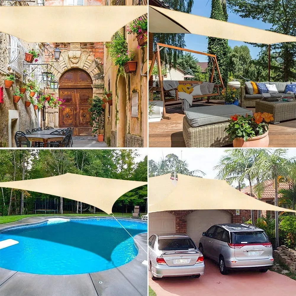 Vela parasol Rectangular 4x2/3/5/6M impermeable 98% bloque UV refugio solar para jardín al aire libre Patio fiesta toldo protector solar - imagen 5