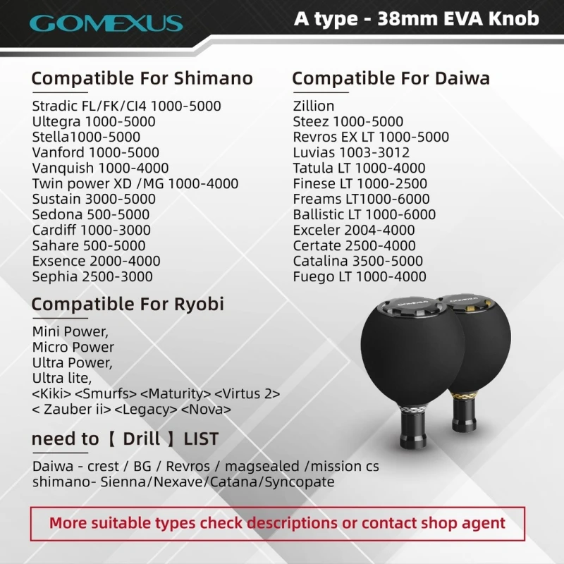 Gomexus Pomo Carrete EVA 38mm para Shimano Vanford Vanquish Daiwa Luvias LT Perilla Carretes de Spinning - imagen 3