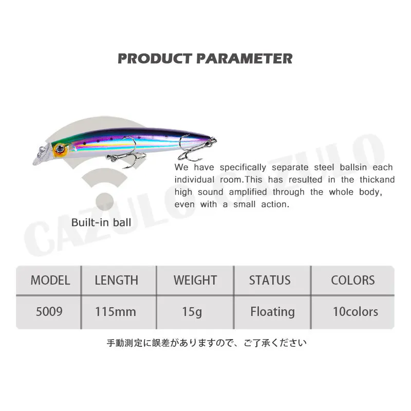 Señuelo De Pesca flotante Minnow, 115mm, 15g, Wobblers De natación De larga distancia, Accesorios De Pesca, aparejos artificiales Leurre - imagen 5