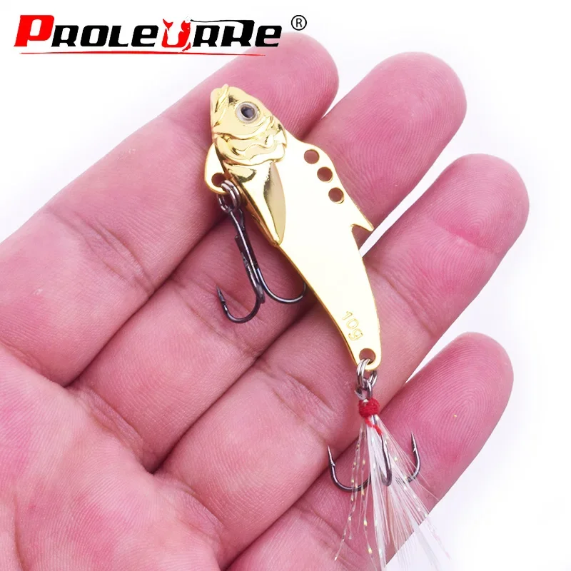 Señuelos VIB de Metal, 6cm, 9g, cuchara vibratoria, señuelo Wobbler, señuelo de pesca, cebo de lubina, anzuelo de pluma Artificial, aparejos de pesca, 1 ud. - imagen 5