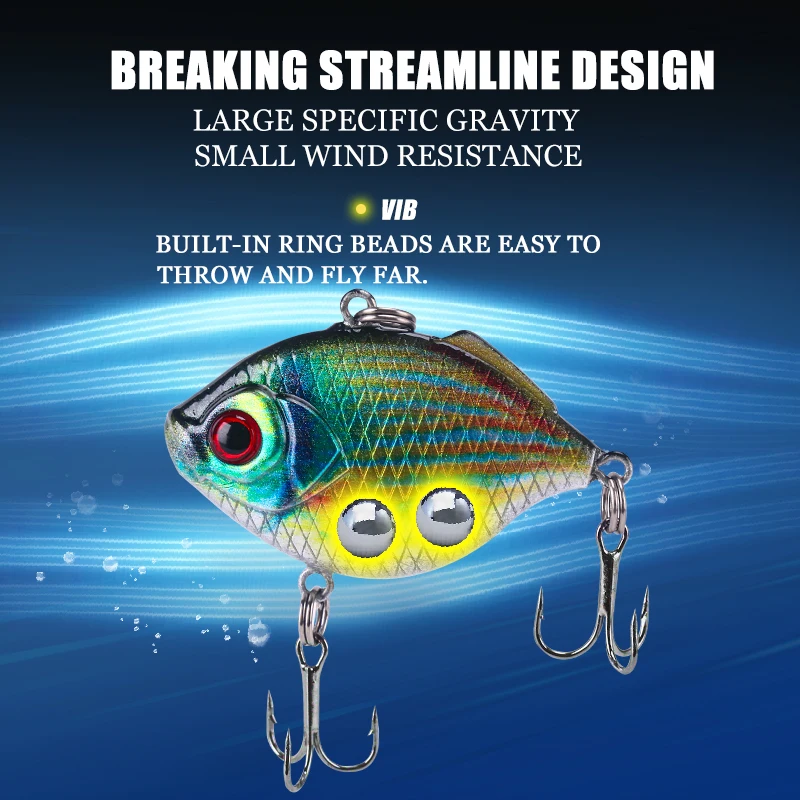 WEIHE 5 uds 8,7g 4,5 cm 5 colores Artificial duro VIB señuelo de pesca cebo duro biónico 10 #   Señuelos VIB que se hunden con gancho - imagen 2