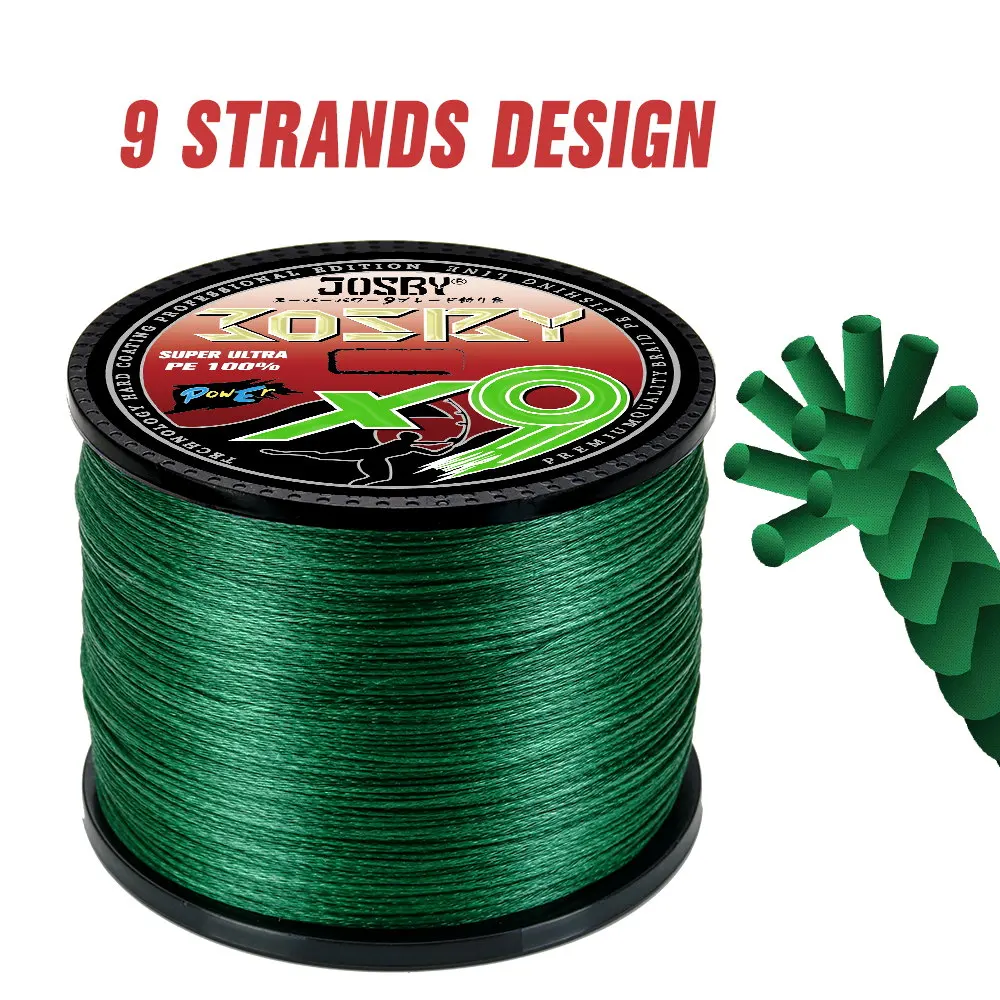 JOSBY-sedal de pesca de 9 hebras, alambre trenzado de PE superfuerte, multifilamento X9 para agua salada y dulce, accesorios de sedal de PE - imagen 4
