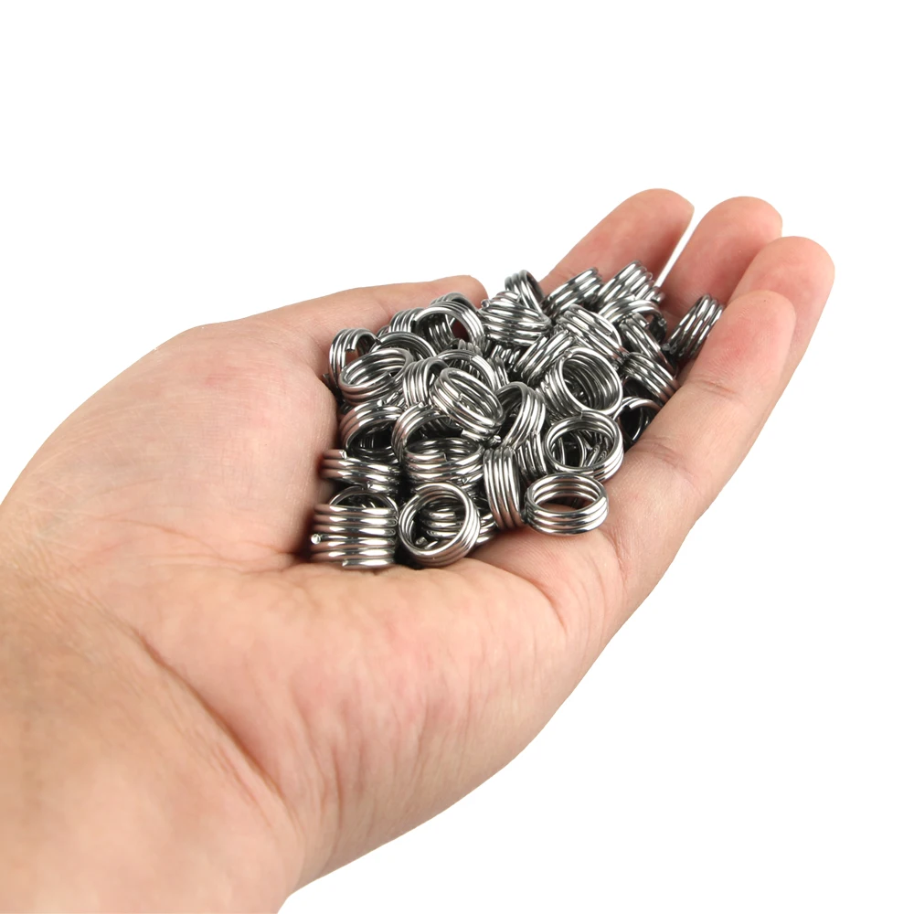 FTK 100 Uds anillos divididos de Pesca 6-12MM manivela cebo duro Snap plata acero inoxidable doble bucle dividido abierto señuelo de Pesca de carpa Pesca - imagen 3