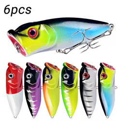 Señuelo de pesca Popper de alta calidad, cebo Artificial duro flotante, Crankbait Wobblers, aparejos de pesca de carpa, 6 uds. ﻿