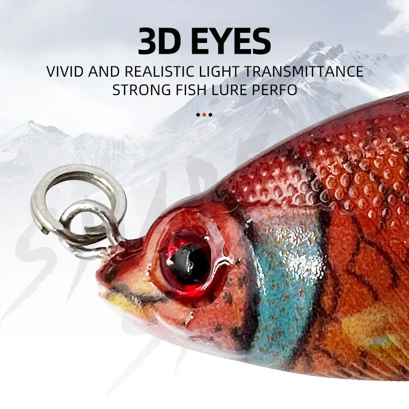 Juego de Señuelos de Pesca de 5 piezas, Mini Señuelos de Pesca Swimbait multiarticulados, 6 segmentos, aparejos biónicos Crankbait para lubina, Kit de cebo de pesca - imagen 4