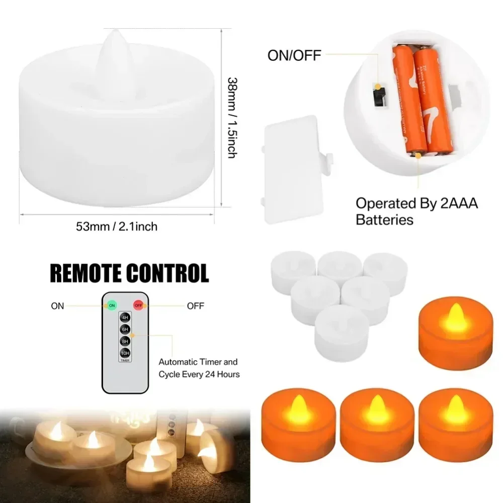 6 uds velas sin humo con Control remoto velas LED parpadeantes sin llama velas electrónicas luces de té para Navidad boda - imagen 5