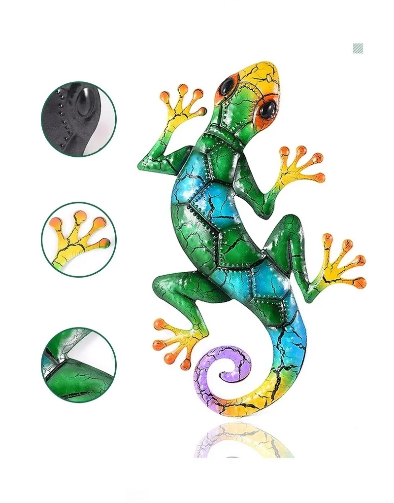 Decoración de jardín Gecko de Metal, estatuas para exteriores, decoración de pared para el hogar y el jardín, accesorios en miniatura, escultura, adornos de lagarto - imagen 5