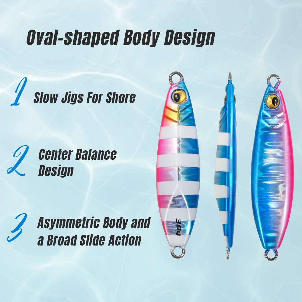 JIGGINGPRO 20g 30g 40g 60g señuelo de Jigging Shore pesca en agua salada plantilla lenta aparejos de pesca de mar cebo luminoso - imagen 3
