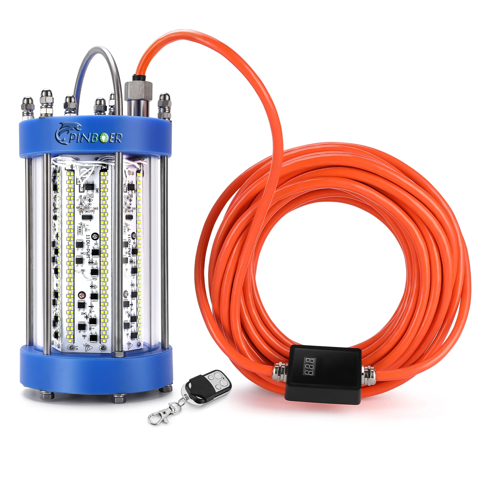 Pinboer Luz de pesca submarina 500W AC110V 65000LM Lámpara LED sumergible verde de alta potencia con brillo regulable