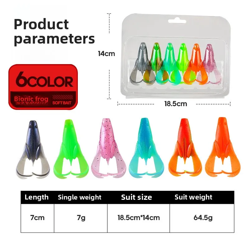 Señuelo de pesca flotante suave, 6 uds., 70mm/7g + 5 uds., anzuelo con cabeza de plomo, cebos de rana, señuelo para trucha y lubina, Swimbait de silicona, Jigging Wobblers - imagen 2