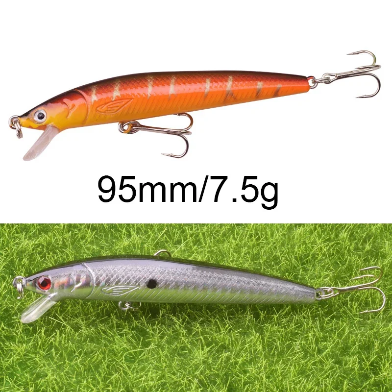 Señuelo de pesca Minnow, 9,5 cm, 7,5g, Wobblers de plástico flotantes, cebo duro Artificial con anzuelo para lubina, aparejos de pesca Crankbait, 1 ud. - imagen 2