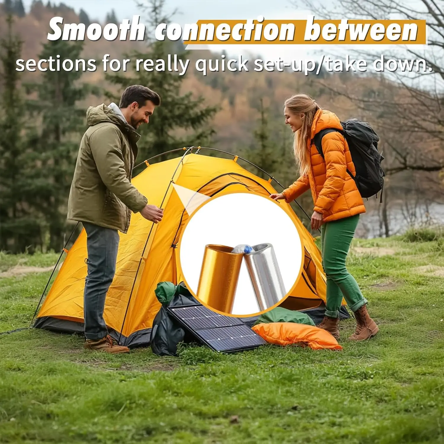 Postes de tienda de campaña de aluminio, postes de tienda preensamblados de repuesto, Kit de reparación de postes de tienda ligero para senderismo, Camping, tienda de campaña - imagen 3