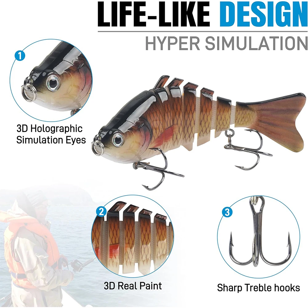 Kit de Señuelos de Pesca para Surf en agua salada, señuelo pececillo, Swimbait multiarticulado, Jerkbait Popper, tapones, cebo duro de buceo profundo para lubina rayada - imagen 4