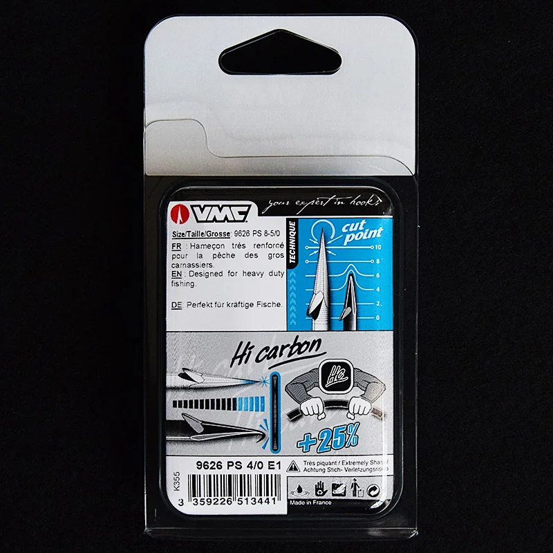 VMC-anzuelo de pesca francés, gancho de tres anclas, subgancho de carretera con púa, 9626 Original - imagen 2