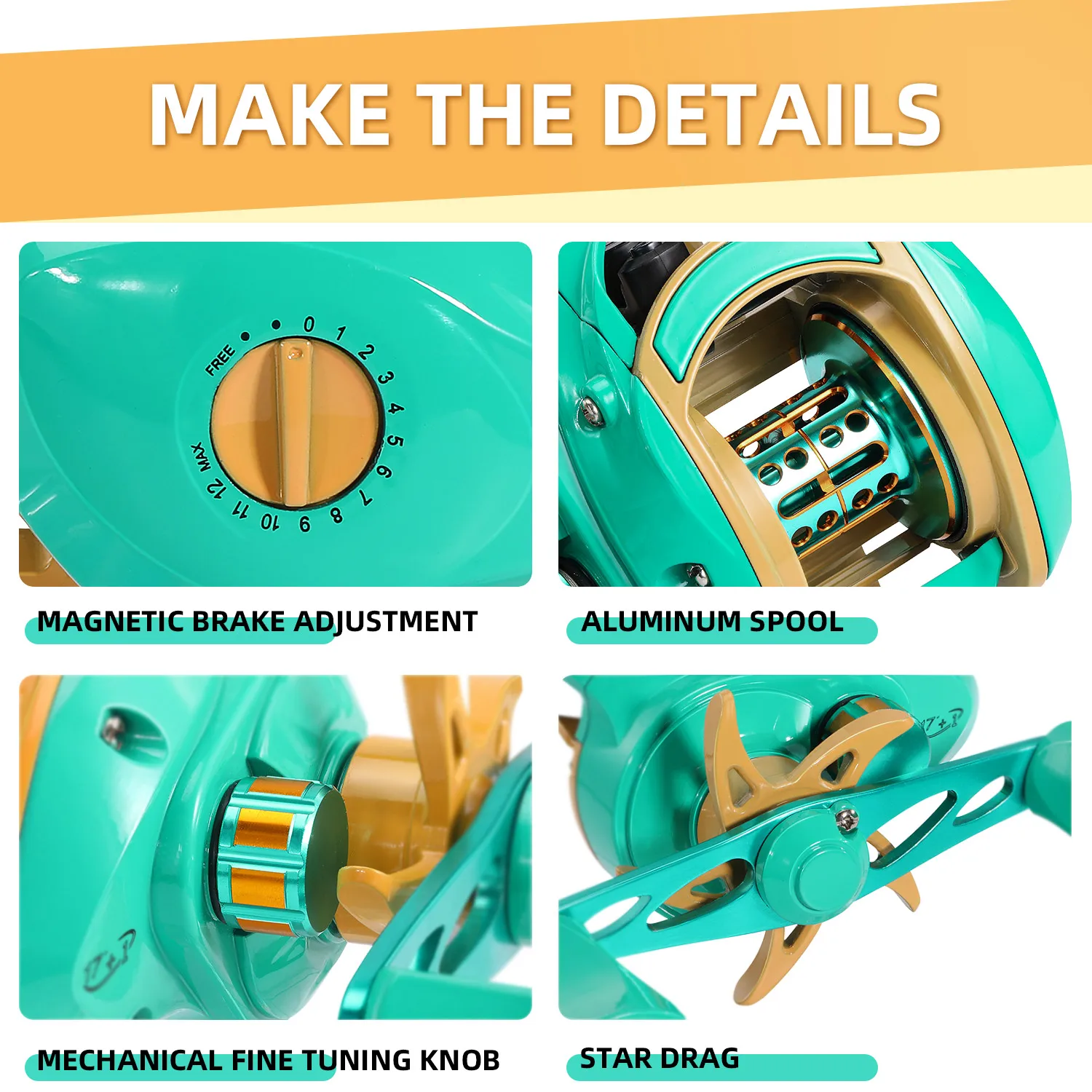 Carrete de Pesca Sougayilang Baitcasting, herramientas de Pesca con señuelo, relación de engranaje 7,2: 1, carrete Baitcaster, arrastre máximo de 10kg para Pesca de lubina - imagen 3