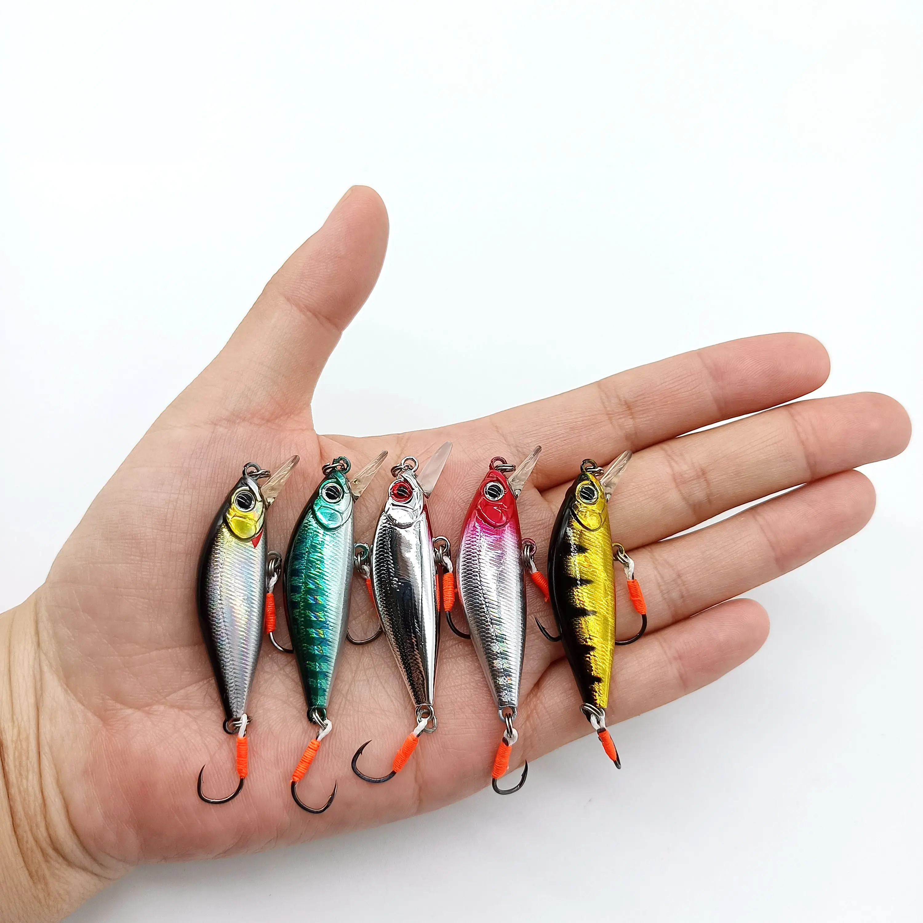 DUODUOYU-señuelo de Pesca de pececillo que se hunde, Mini perca de 3,2g/45mm, cebo duro con 2 ganchos individuales, aparejos de Pesca, 1 ud. - imagen 2