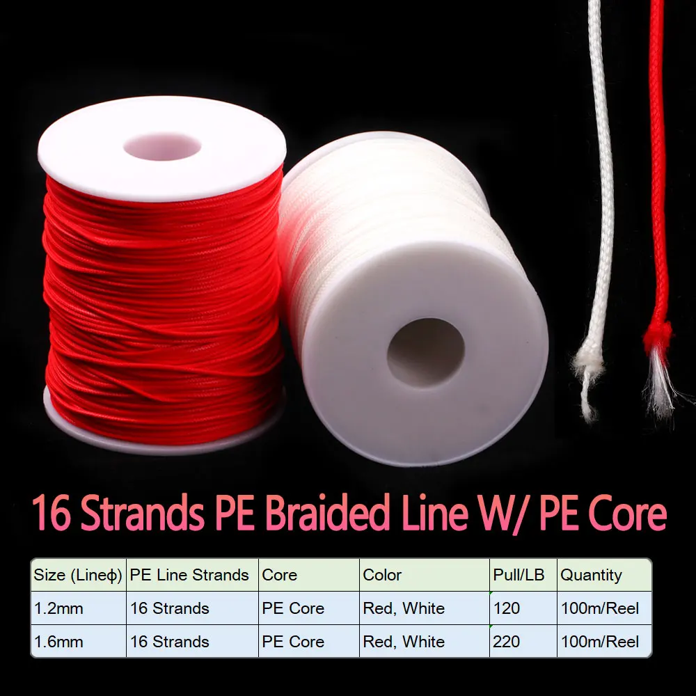 Línea de pesca trenzada de PE de alta resistencia, anzuelo de asistencia, aparejo de buceo, cuerda de pesca de lanza, 100 metros, 8 /16 hebras - imagen 4
