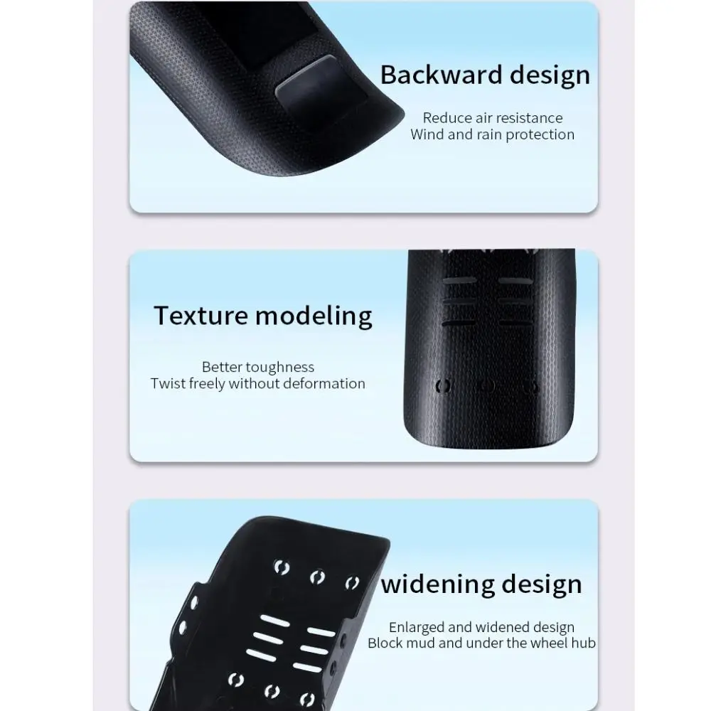 Guardabarros de plástico duradero para bicicleta de montaña, alas delanteras y traseras negras, accesorios para ciclismo - imagen 3