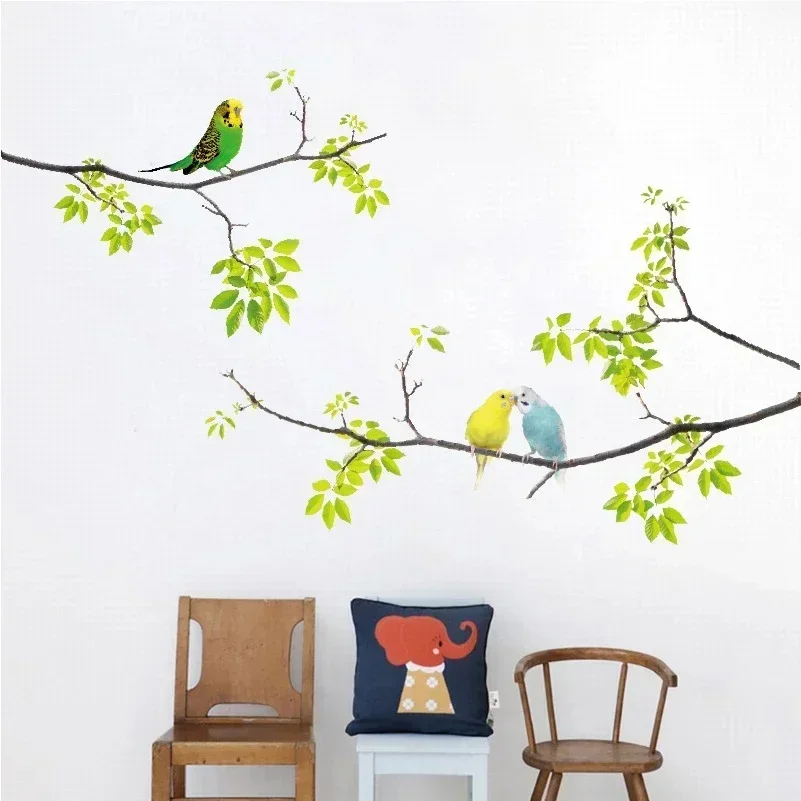 Calcomanías de pared de pájaros en el árbol, pegatinas de pared extraíbles frescas para niños, sala de estar, dormitorio, guardería, 1 unidad - imagen 4