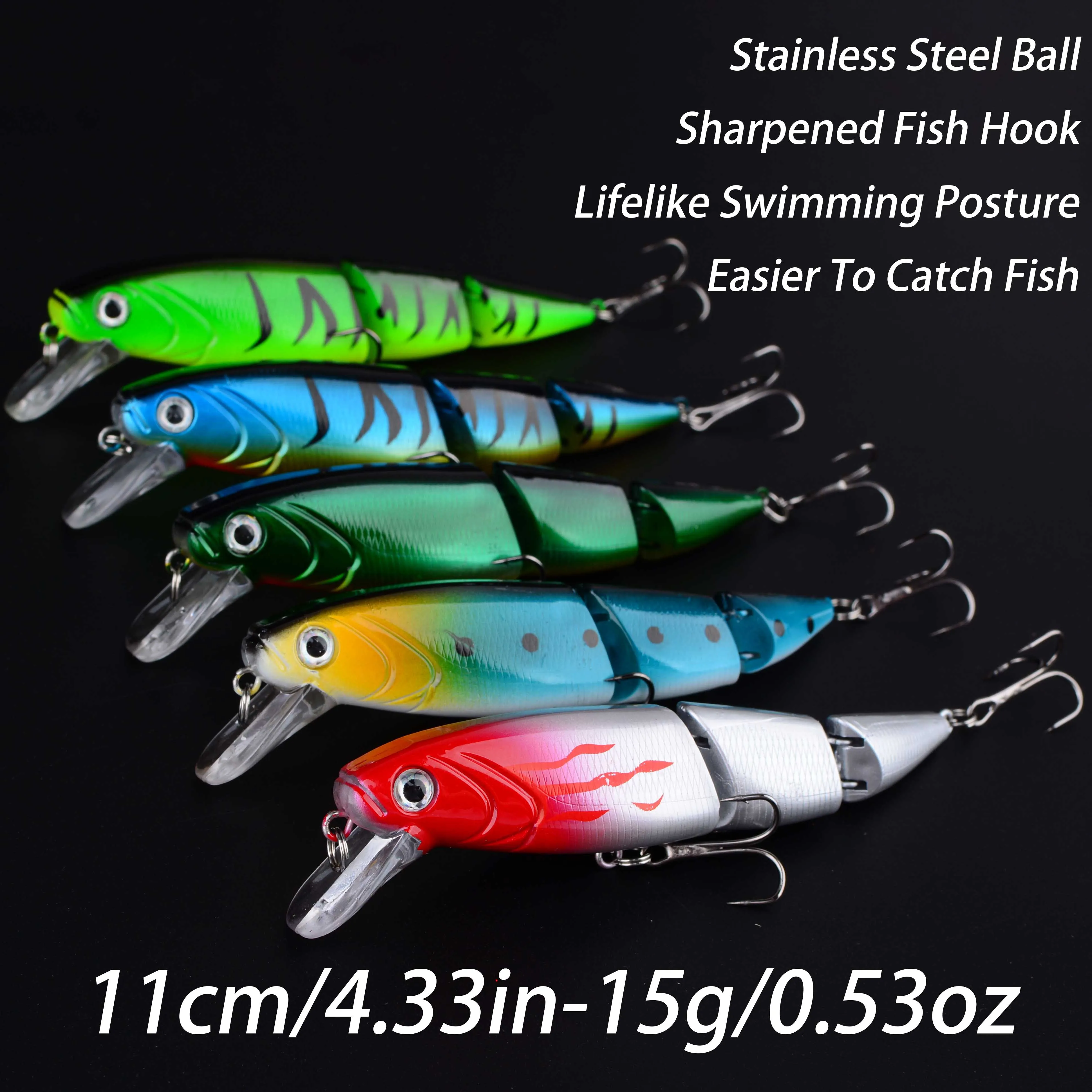 Señuelo de Pesca multisección que se hunde, Wobblers, cebo duro Artificial de plástico, Lucio, Crankbaits, Trolling, 5 uds. - imagen 3