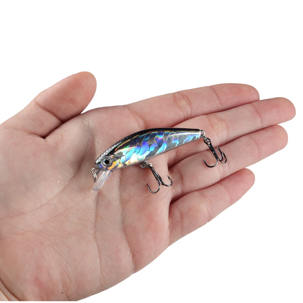 Señuelo de Pesca de pececillos, cebo Artificial duro de plástico, Wobblers, trucha, Lucio, Carpa, 1 piezas, 5,5 cm, 6,5g, ojos 3D - imagen 4