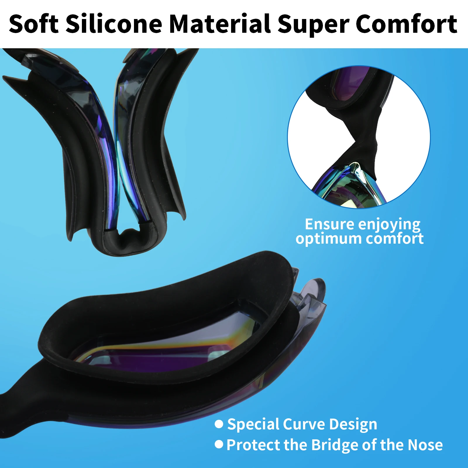 High-definition Swim Goggles with Retail Box Large-frame Swimming Goggles Anti-fog No Leaking for Boys And Girls Adult Women Men - imagen 5