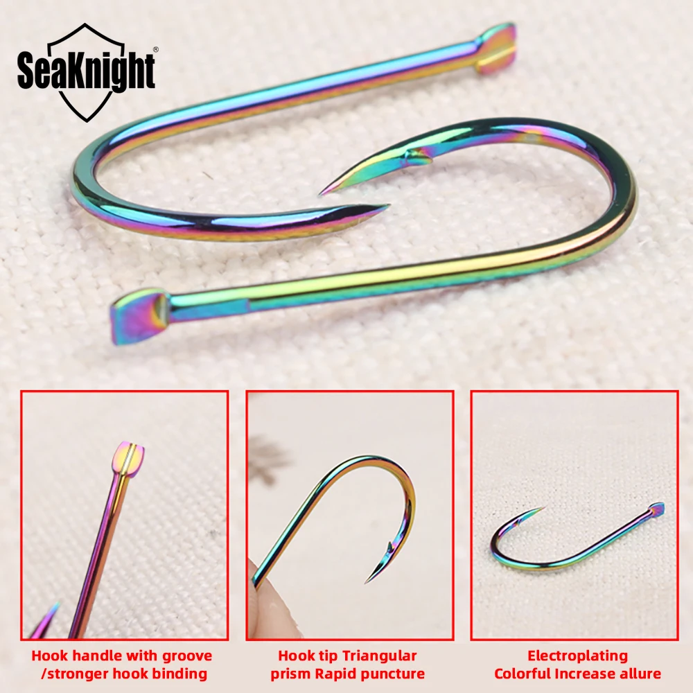 Seaknight-anzuelo de acero de alto carbono, gancho afilado, duradero, con púas, equipo de pesca en roca, accesorios de aparejos, 2023 - imagen 5