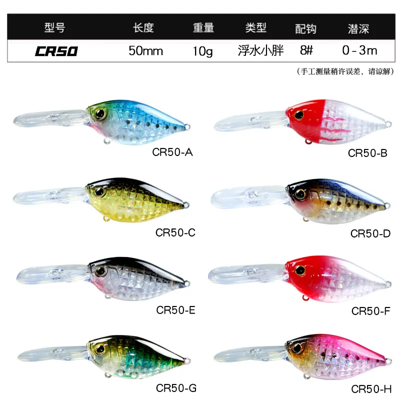 1 unidad de 5cm 10g Crankbait Wobblers Minnow Jerkbait Artificial Hardbait Swimbait para lubina perca Pike Señuelos de Pesca - imagen 4