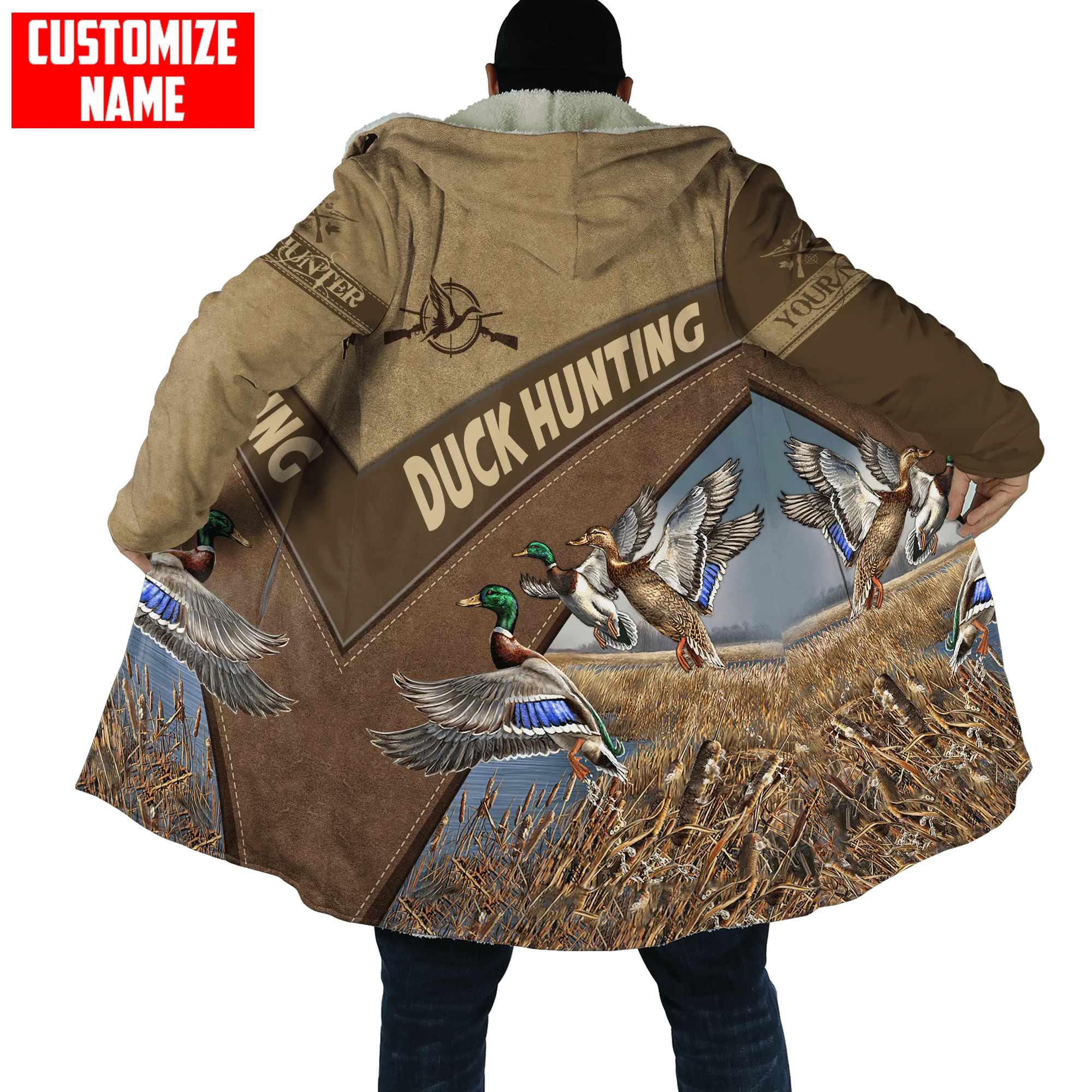 Capa de invierno a la moda para hombre, capa con capucha de lana gruesa con estampado 3D de faraón del Antiguo Egipto, capa cálida informal Unisex DP35 - imagen 4