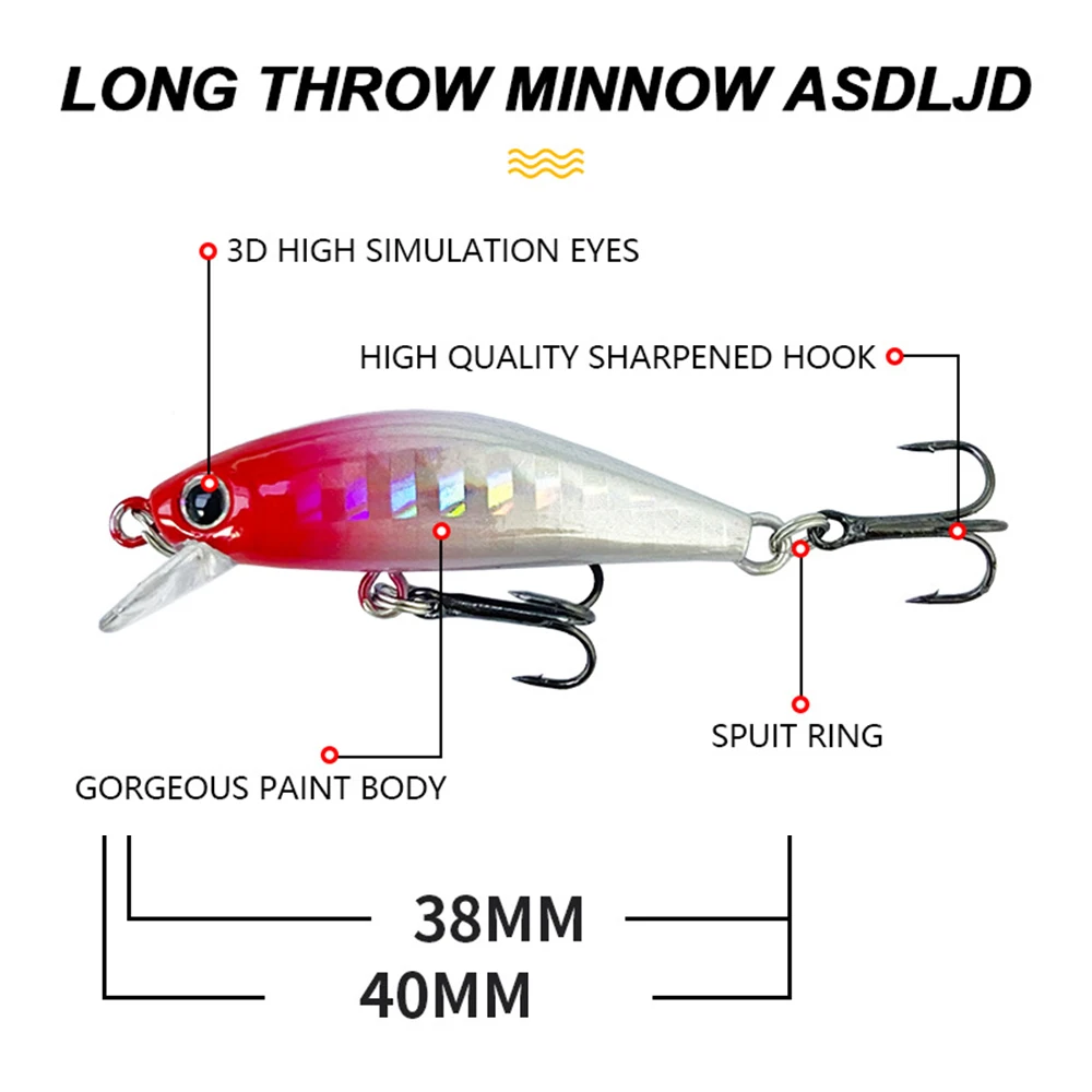 Señuelos de pesca de 3,8 cm y 2,8g, Micro pececillo que se hunde, Wobbler, cebo duro Artificial, Jerkbait, Mini accesorios de pesca en corriente, lubina MN612 - imagen 4