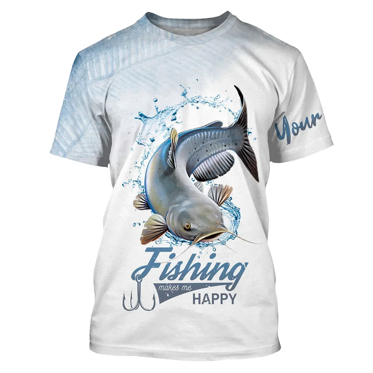 Pesca de bagre me hace feliz pesca Personalizar nombre 3D Impreso Camiseta para hombre Estilo fresco de verano Camiseta casual unisex TX273 - imagen 2