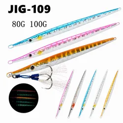 1 Uds. Super señuelos 80g 100g señuelo de pesca aguja FishFast Jigging señuelo brillo plantillas de Metal hundimiento HardBait lápiz cebo con ganchos