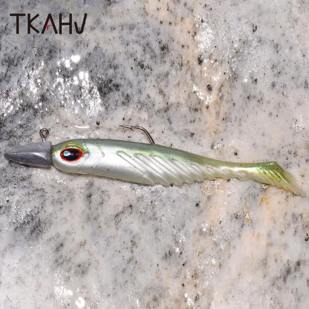 TKAHV-señuelo de gusano suave, cebo Artificial realista, ojos 3D, Swimbait Jig, cola Wobbler, aparejos de pesca de carpa de plástico, 75mm, 3,2g, 5 uds. - imagen 5