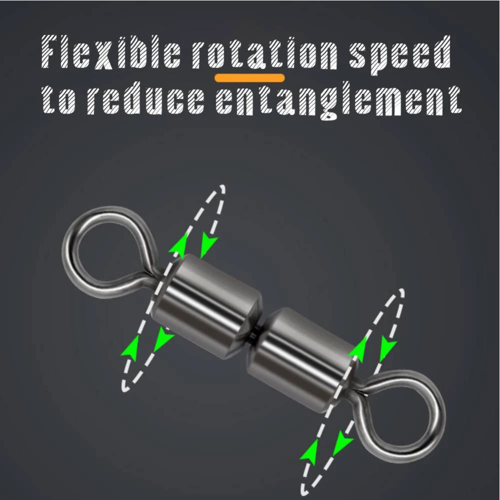 ORJD-anzuelos de pesca giratorios, Conector de alta velocidad, doble articulación, herramientas de pesca de acero inoxidable, 50 unidades - imagen 4