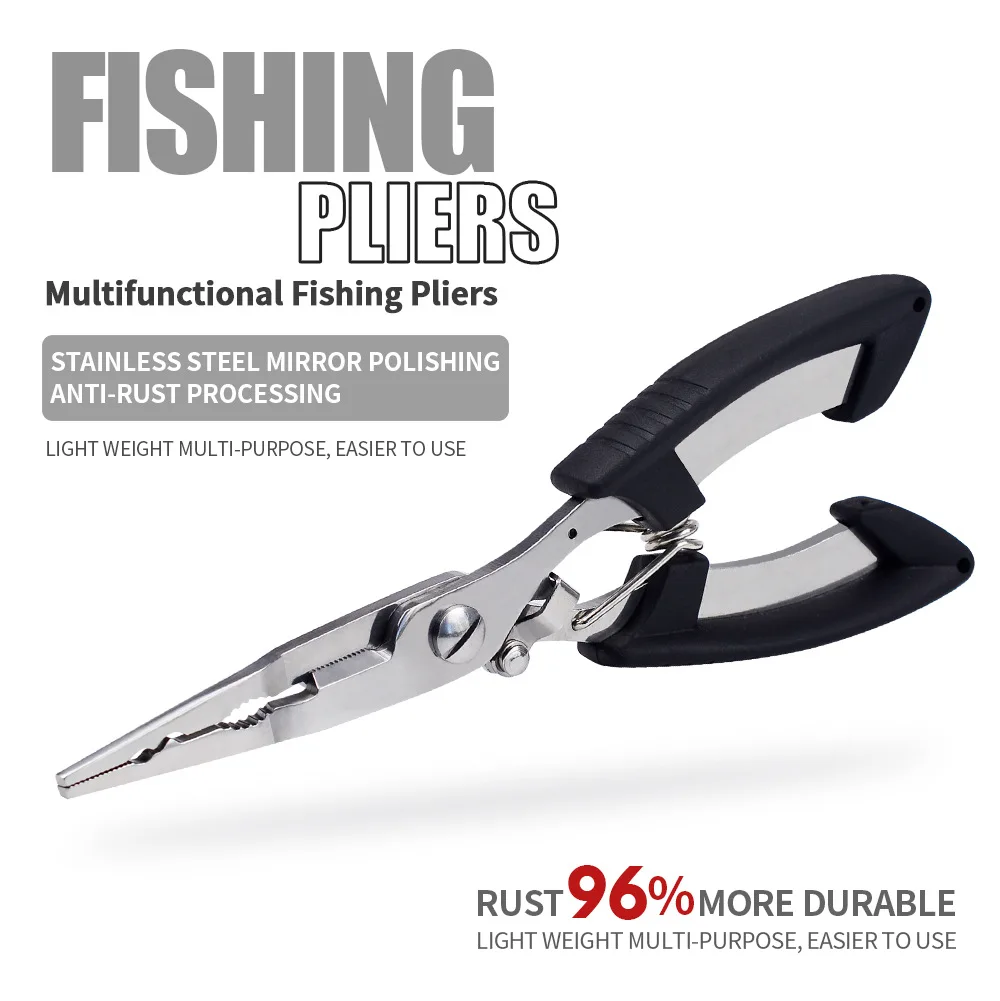 Alicates para pescado, sedal de pesca de corte multifuncional, ergonómico, antideslizante, de alta resistencia, negro, alicates para anzuelo atado, equipo de pesca - imagen 5