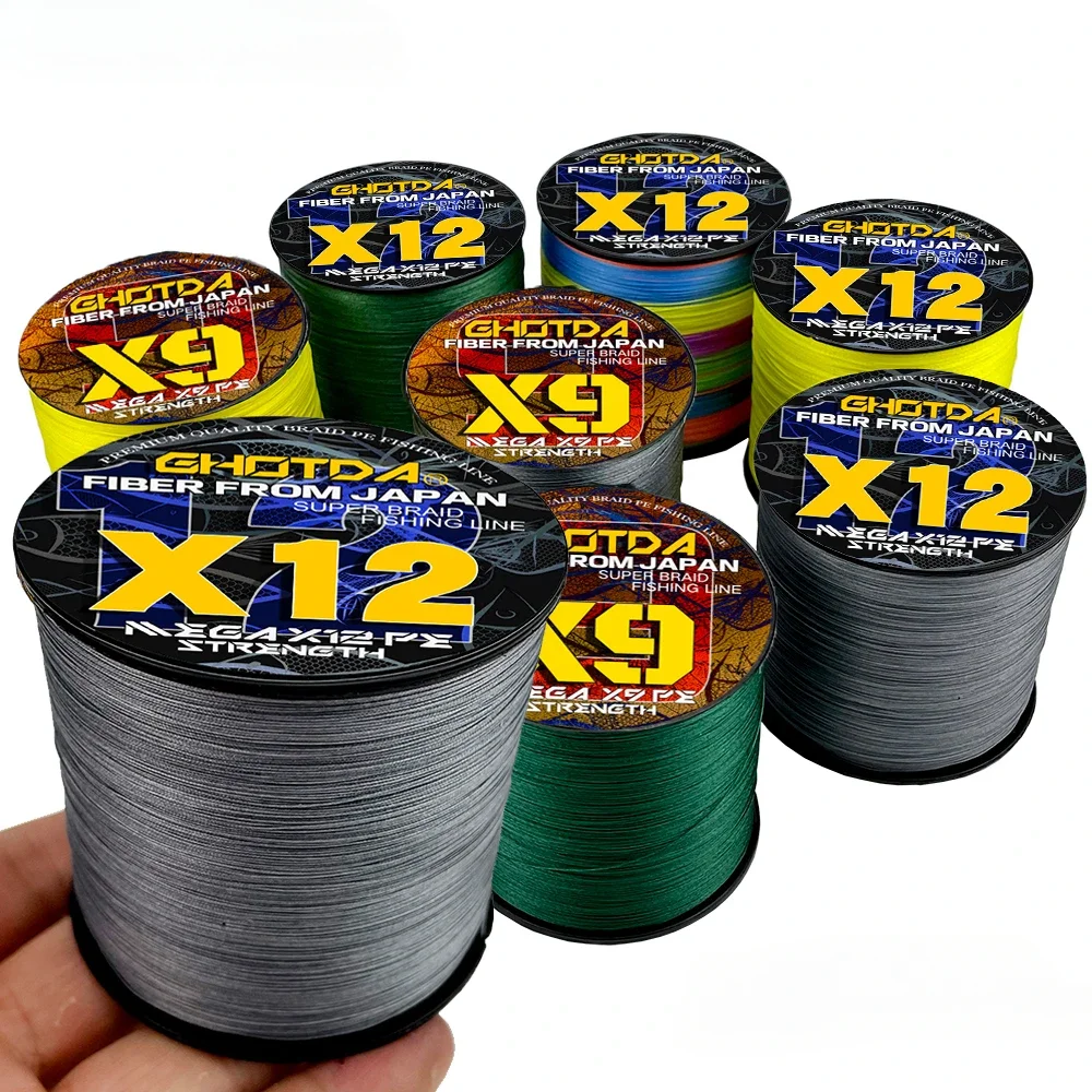 GHOTDA-sedal de pesca con señuelo, 300M, PE liso súper fuerte, 8/9/12 hebras, líneas trenzadas multifilamento, amarillo, verde, gris, 18lb ~ 120lb - imagen 4