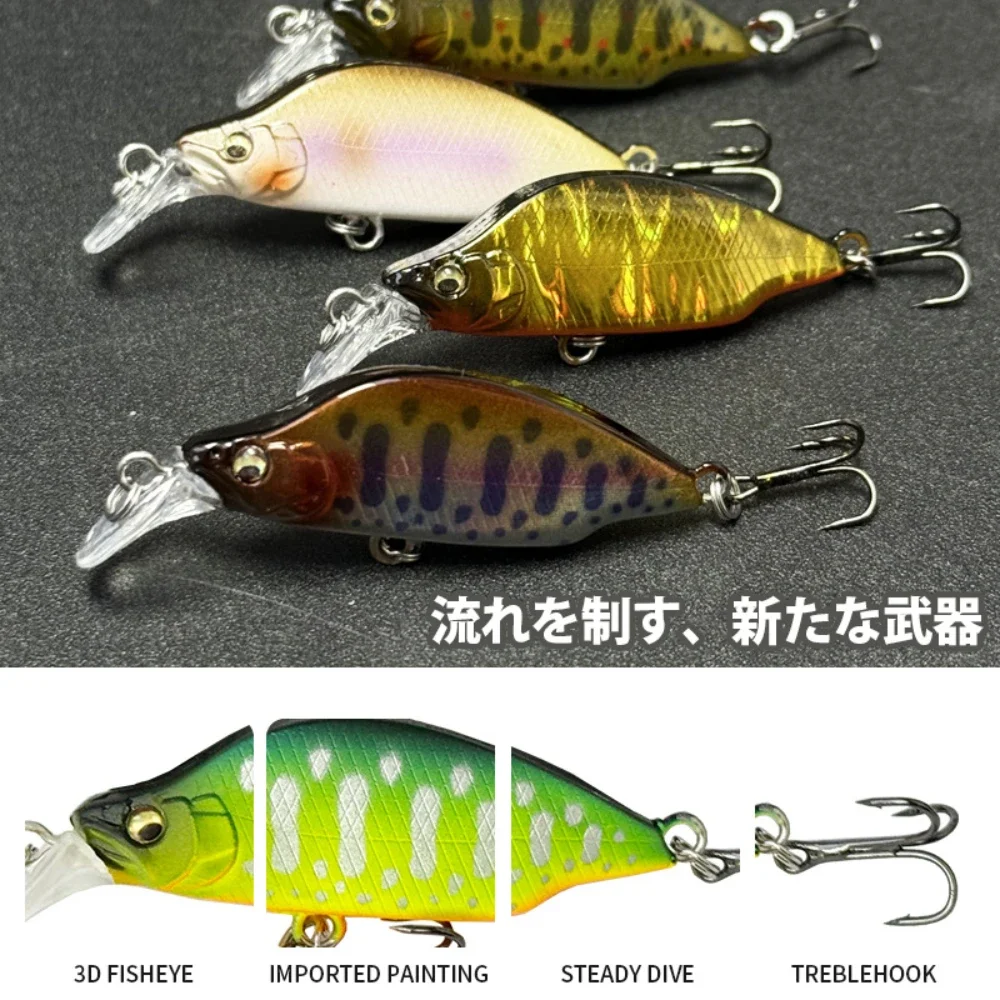 Señuelo de pesca Wobbler plano de pececillo hundido, 45mm/3,8g, cebo duro Artificial, Crankbait, trucha, lubina, aparejos - imagen 4