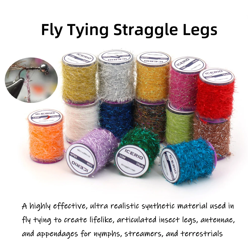 Wifreo, 15 metros/carrete, piernas de lucha, pesca hablada, atado, Material Flash de fibra para Scud Jig Ninfa, Bugger lanoso, señuelo, corpijos - imagen 3