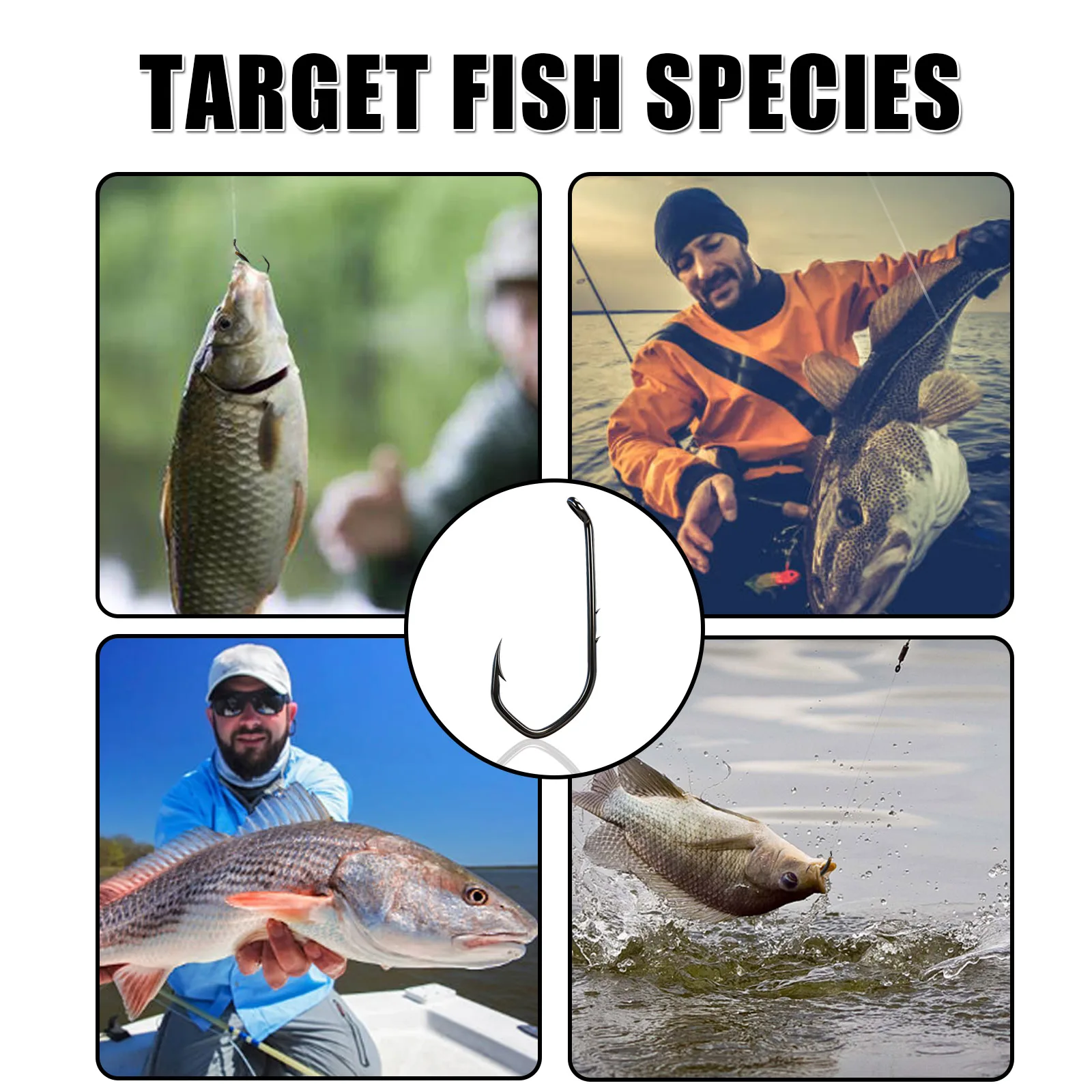 Anzuelo Baitholder de 9KM, 50-100 Uds., anzuelo de púas de mar compensado, anzuelo de gusano con curva en V, pesca en agua dulce y salada para lubina, trucha, tipo de pez - imagen 5