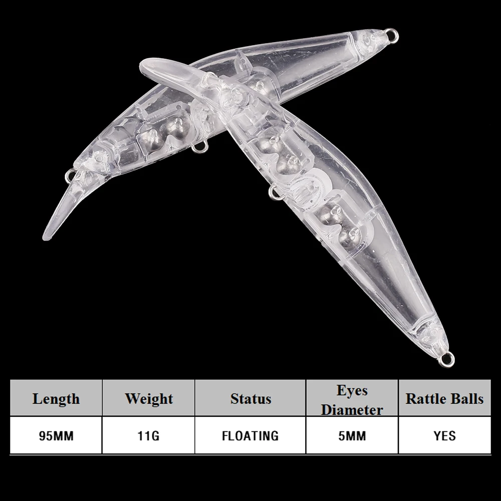 Chan'sHuang-Cebo en blanco 20 piezas sin pintar, Wobblers flotantes de 95mm y 11g, sonajero, pececillo, señuelo de pesca Artificial hecho a mano - imagen 2