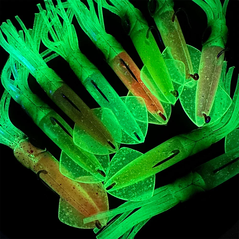 Señuelo de curricán luminoso – Pulpo PVC con faldas de calamar - imagen 5