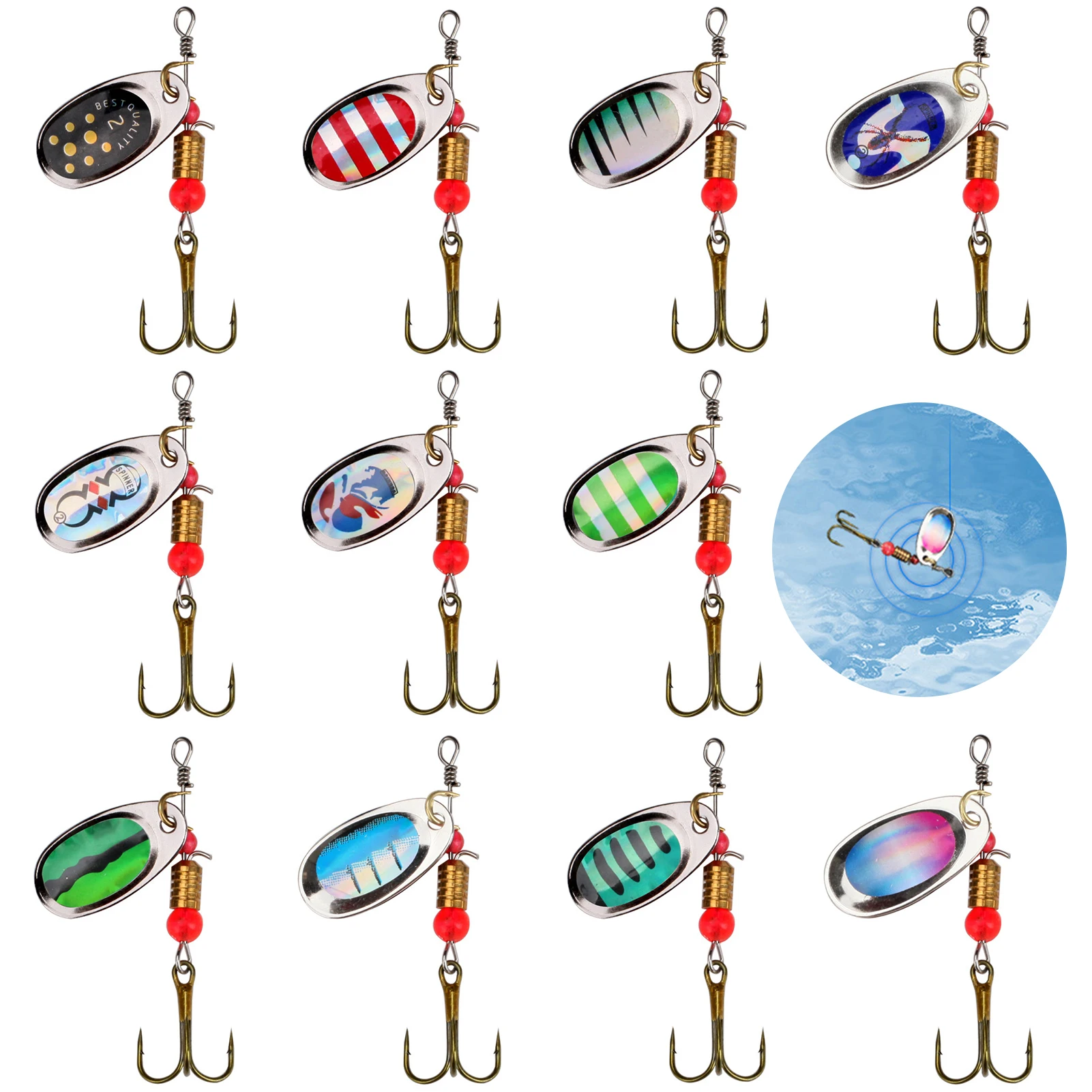 11 Uds Spinner señuelo cebo brillo Metal señuelo de pesca para carpa cruciana lubina cabeza grande portátil accesorios de pesca al aire libre - imagen 3