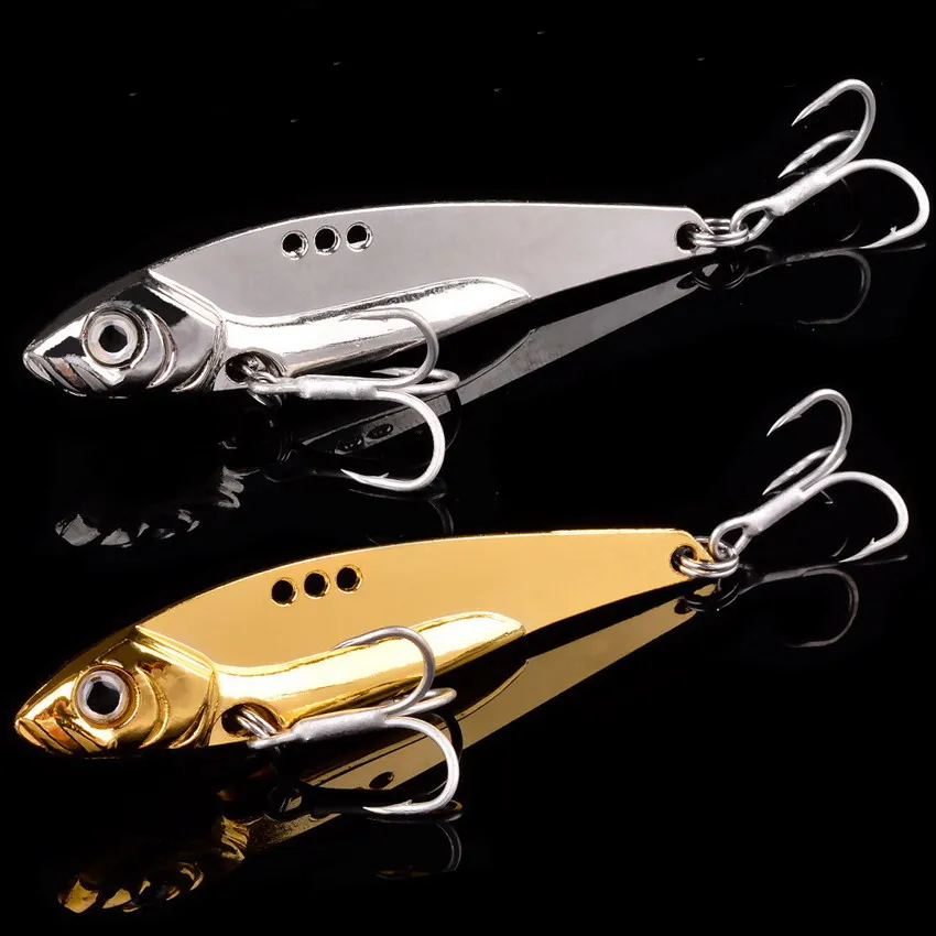 Juego de señuelos giratorios de Metal de 8 unids/set, Set de ganchos de pesca de oro y plata, 7g, 7,5g, señuelos giratorios de pesca de lentejuelas, anzuelos triples, cebo duro - imagen 4