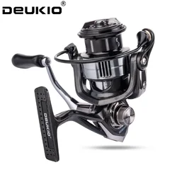 Carrete de pesca DEUKIO 5 + 1BB rodamientos 5,0: 1 relación de engranaje carrete giratorio mango de Metal CNC cuerpo de nailon para agua dulce y salada