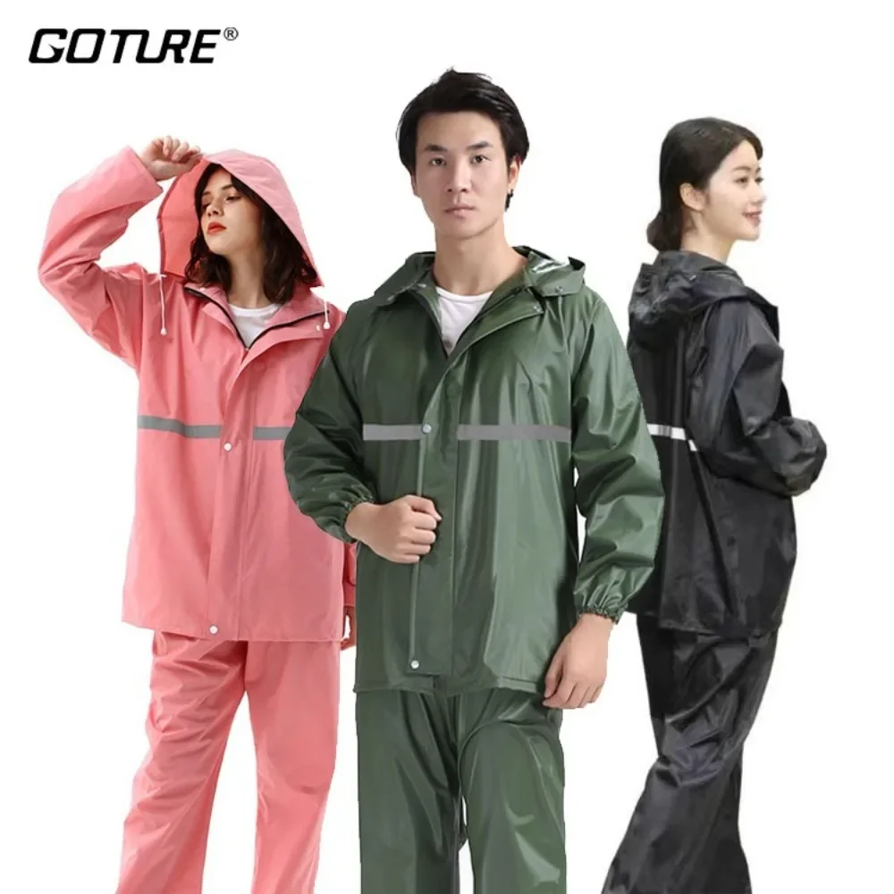 Poncho de lluvia con capucha Unisex Goture para adultos, impermeable EVA grueso, impermeable portátil con capucha para pesca, senderismo y viajes