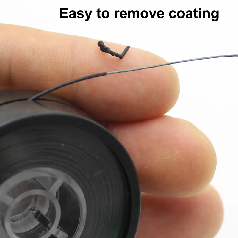 Línea de pesca de carpa verde de camuflaje de 20m, gancho suave con enlace de carpa, línea trenzada recubierta, líder para aparejo de pelo, línea de aparejo de 25 y 15LB - imagen 4