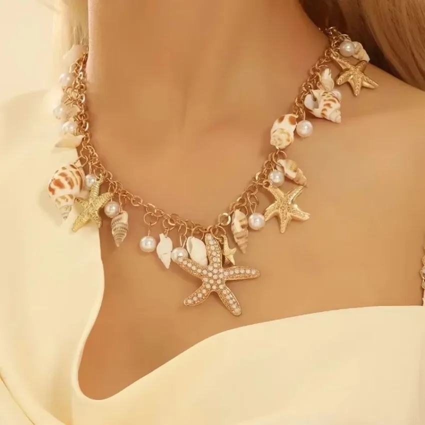 1 Uds. Conchas marinas naturales joyería de playa verano Bohemia elementos del océano pulsera estrella de mar Coral Shell encanto para regalos de mujer - imagen 3